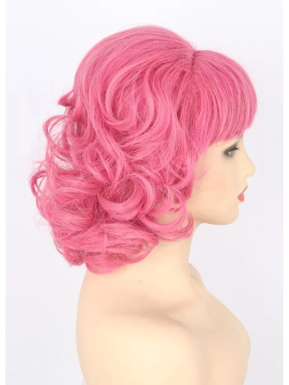 Women's Rose Red Short Cosplay Halloween Costume Wig With Necklace Earrings